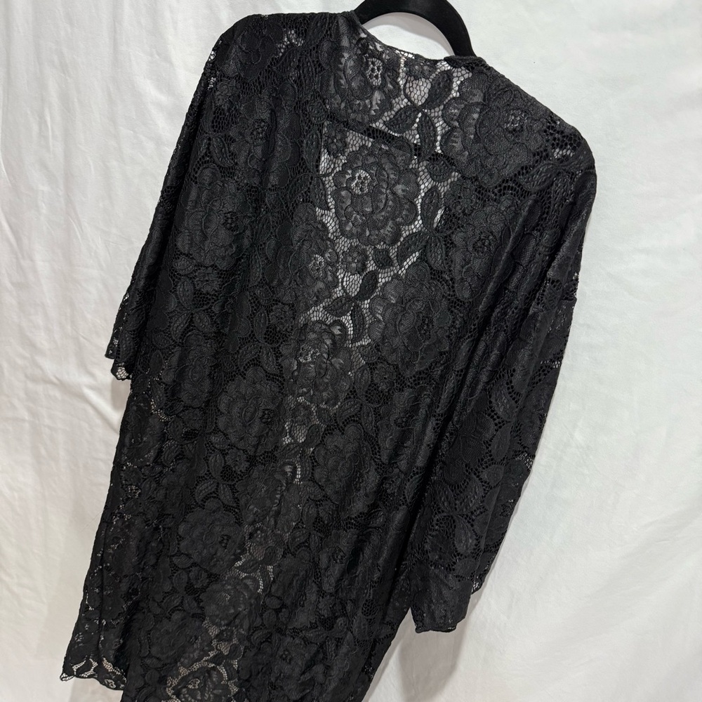 LuLaRoe Black‎ Lace Kimono Duster Cardigan Large Festival Whimsigoth Lingerie - Picture 11 of 14
